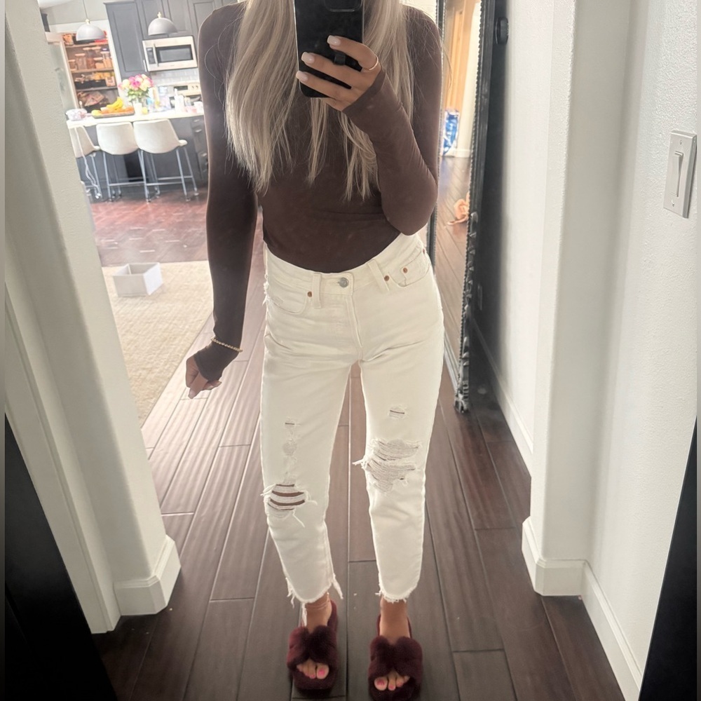 Levi's Cream Button-Fly Jeans